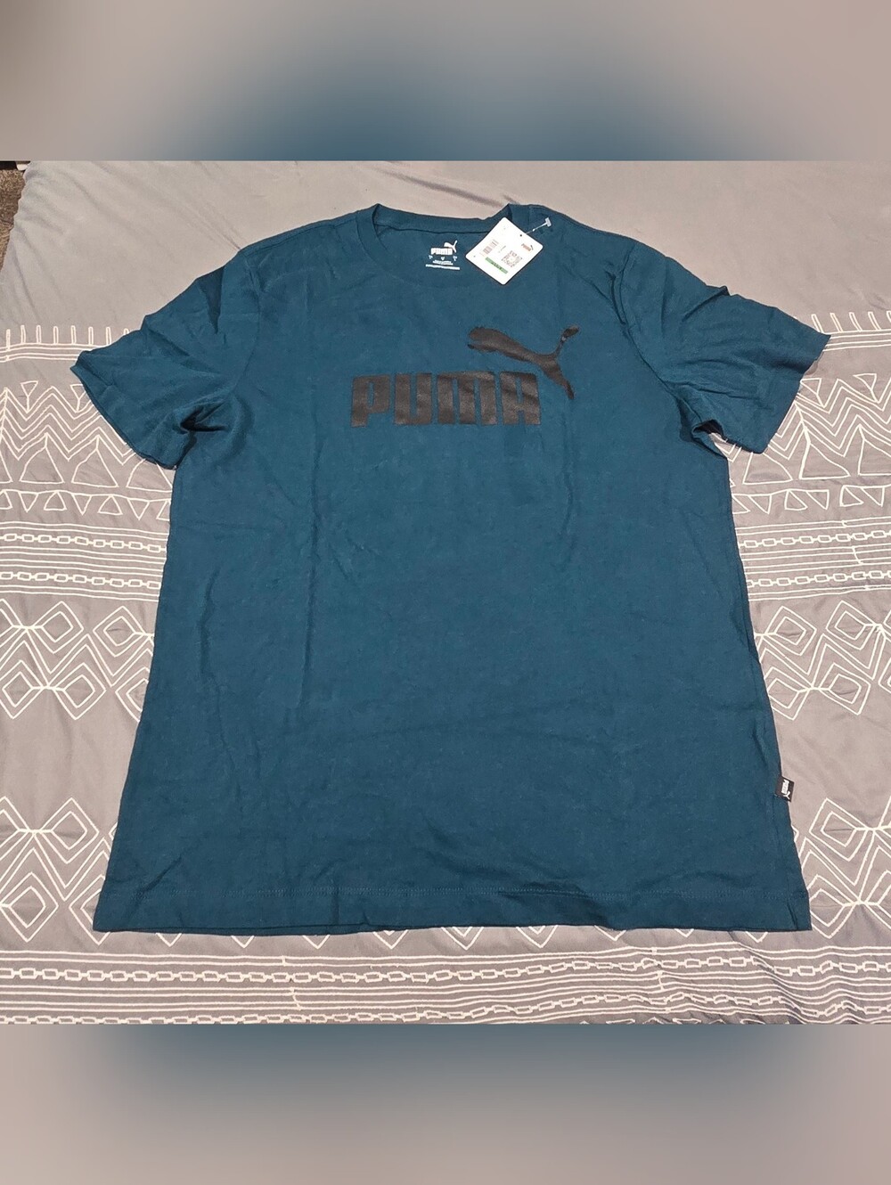 Puma Men's Logo Tshirt In Teal Size Large